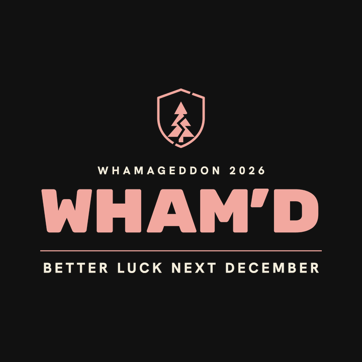 Wham’d tee design: salmon lettering on black